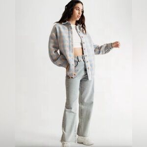 HYFVE WINTER DAZE HOUNDSTOOTH SHACKET BLUE MULTI SIZE SMALL NWOT